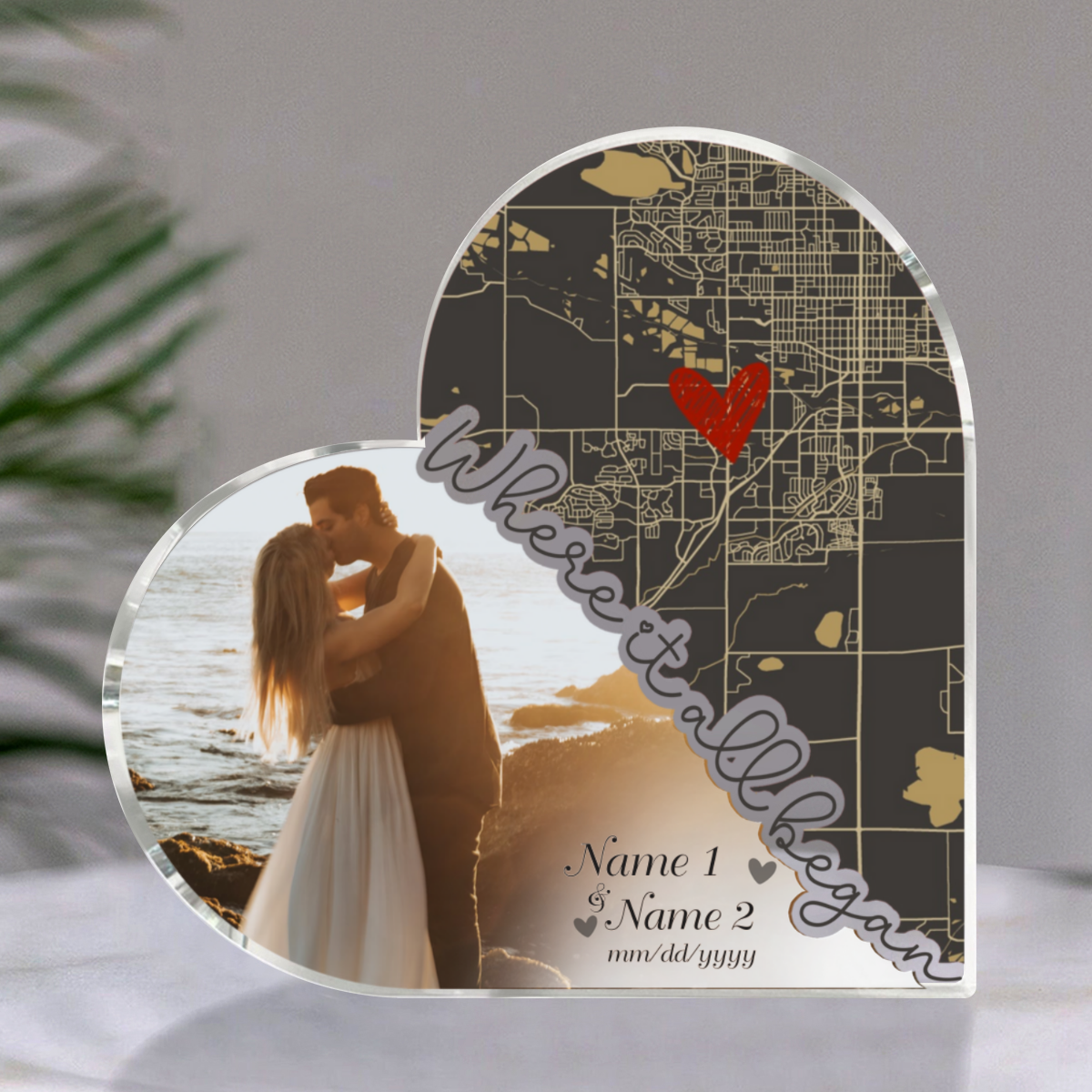Custom Photo Location Map Plaque For Couple, Personalized Valentines Day Map Plaque, Wedding Anniversary Couple Gift, Romantic Valentine s Day Gift