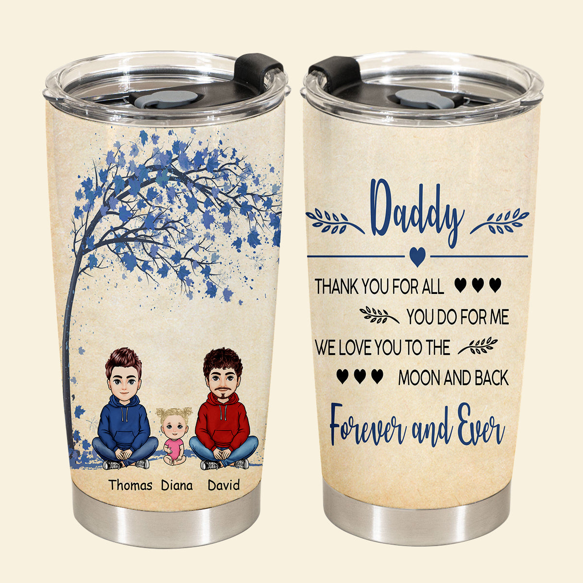 We Love You To The Moon And Back - Personalized Tumbler - Gift For Father, Father's Day