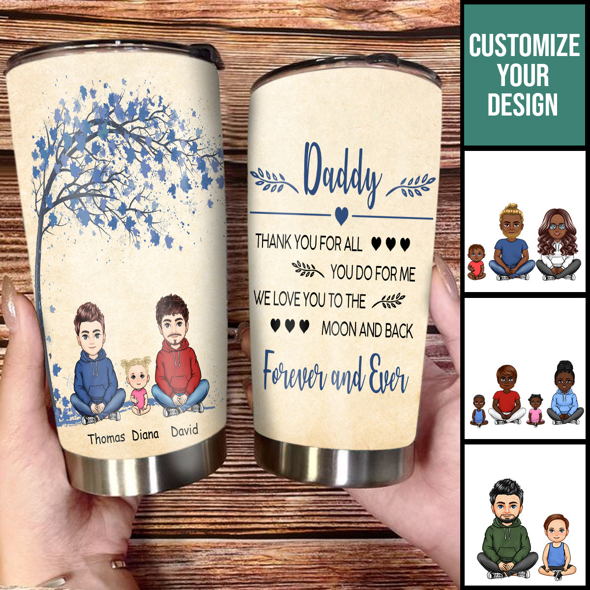 We Love You To The Moon And Back - Personalized Tumbler - Gift For Father, Father's Day