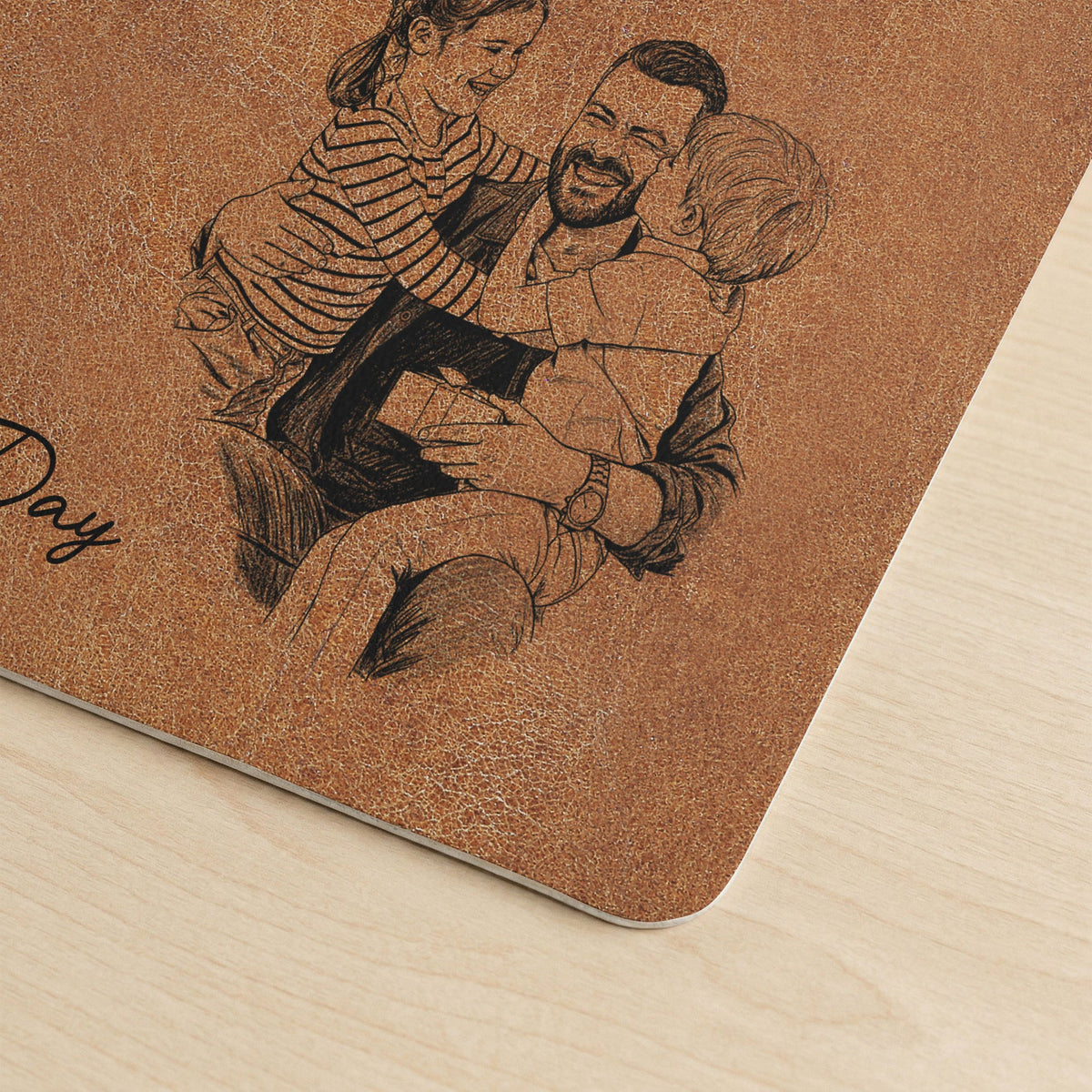 We Love You Custom Photo Sketch Line Art Father's Day Gift For Husband, Dad - Personalized Desk Mat