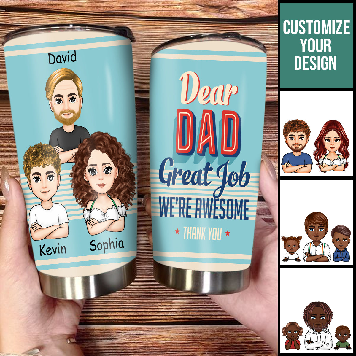 We're Awesome Thank You Retro - Personalized Tumbler - Gift For Father, Grandpa, Father's Day Gift