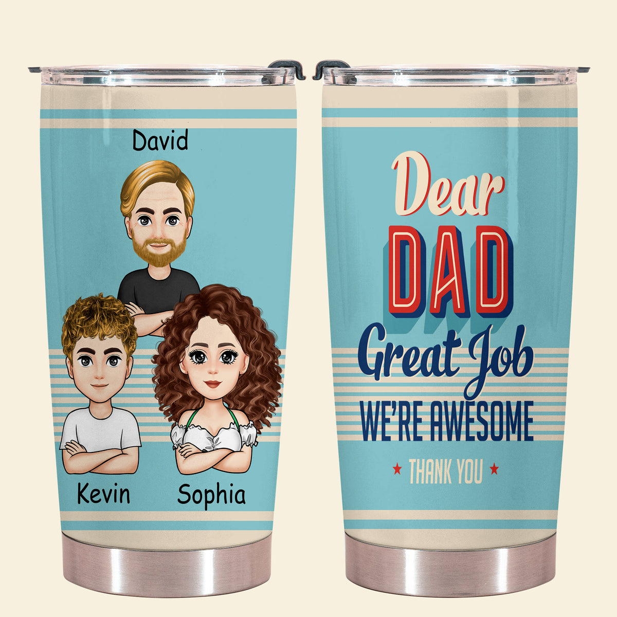We're Awesome Thank You Retro - Personalized Tumbler - Gift For Father, Grandpa, Father's Day Gift