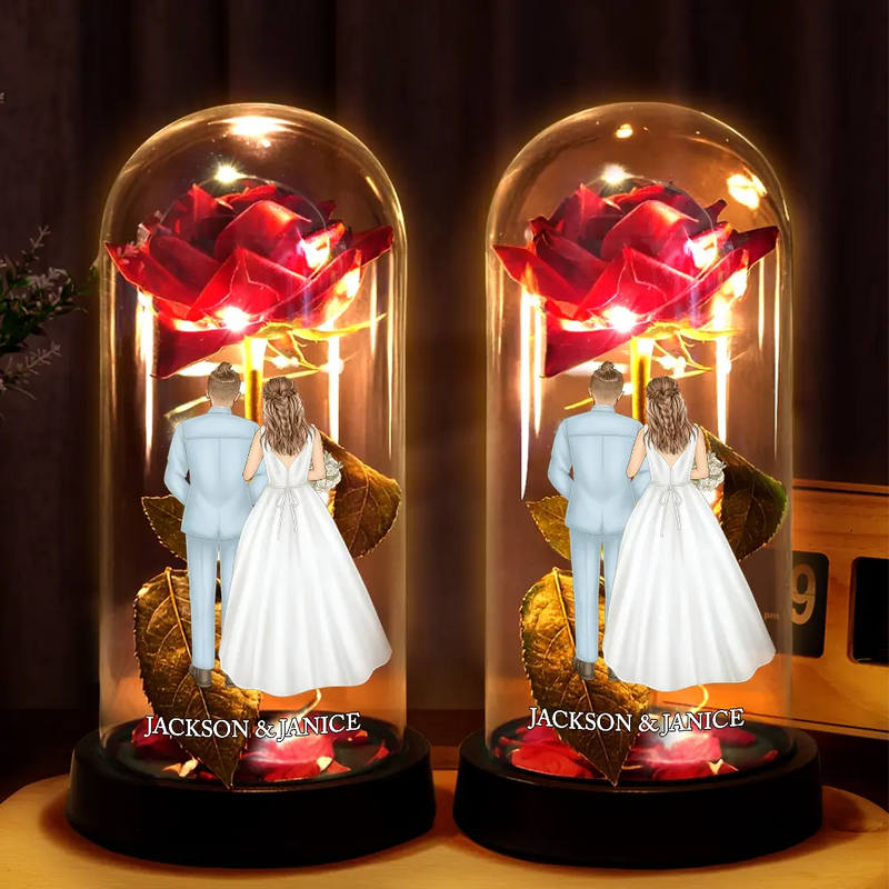 Wedding Couple - Personalized Everlasting Rose Dome Lamp