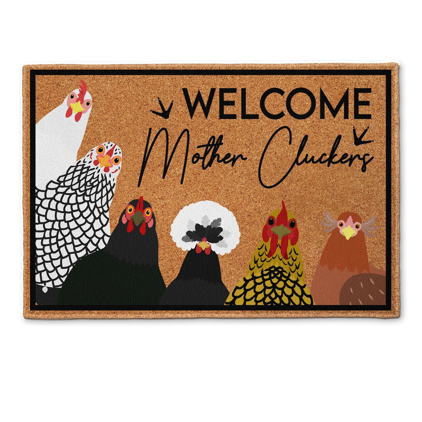 Welcome Mother Cluckers - Personalized Doormat - Birthday, Loving, Funny, Home Decor Gift For Farmer, Chicken Lady, Chicken Lover
