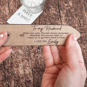 Custom Engraved Belt for Him - Go There Hand In Hand - Personalized Gift for Husband, Boyfriend, Fianc | Birthday, Valentine, Anniversary | Leather