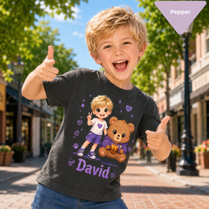 Custom Anime Kids T-Shirt with Pet, Personalized Photo Anime Shirt for Boys & Girls, Add Name, Cute Anime Character Gift for Kids