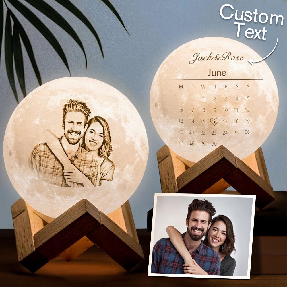 Custom Photo Moon Lamp Name 3d Light Christmas Gift Engraved Moon Lamp - Touch Two Colors 10cm-20cm Christmas Family Gift Couple Gift Valentine's Day Gift