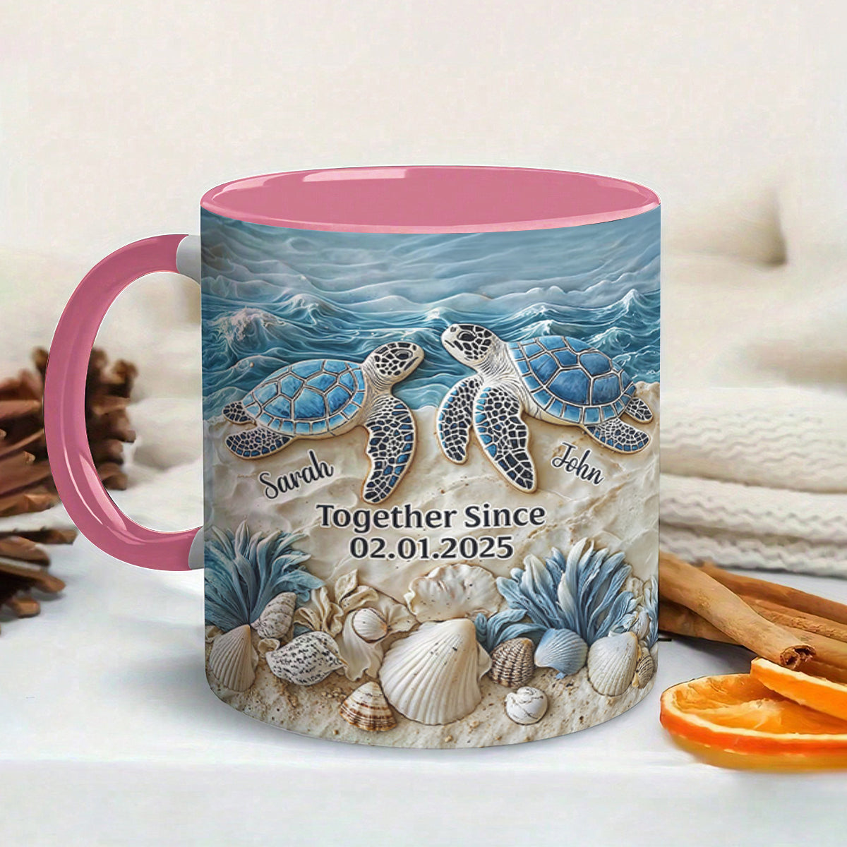 Sea Turtle Couple Accent Mug Personalized Forever By The Sea