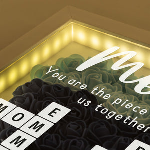 You Are The Piece That Holds Us Together - Personalized Flower Shadow Box With LED Light Mother's Day Birthday Gifts for Mom Wife from Daughter, Son, Husband and Keepsake