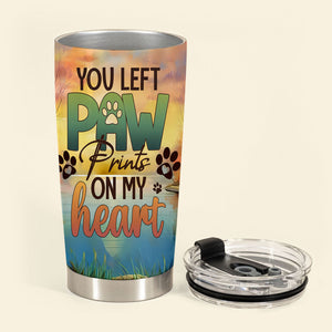 You Left Paw Prints On My Heart - Personalized Custom Dog Photo Tumbler