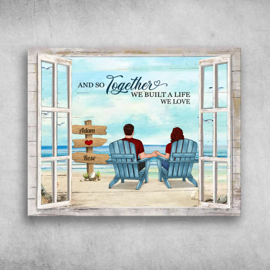 You And Me We Got This Beach Couple Window Frame Version Personalized Canvas Gift For Couple Anniversary Gift For Wife Husband