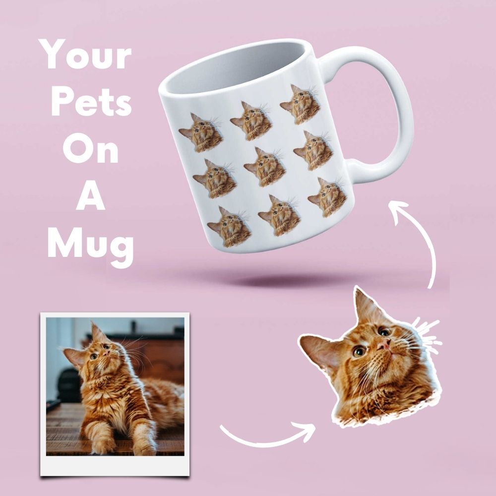 Pet FAce Custom Cat Mug, Personalized Photo Mug, Cat Mom Mug, Cat Dad Mug, Cat Owner Gift