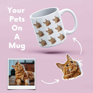 Pet FAce Custom Cat Mug, Personalized Photo Mug, Cat Mom Mug, Cat Dad Mug, Cat Owner Gift