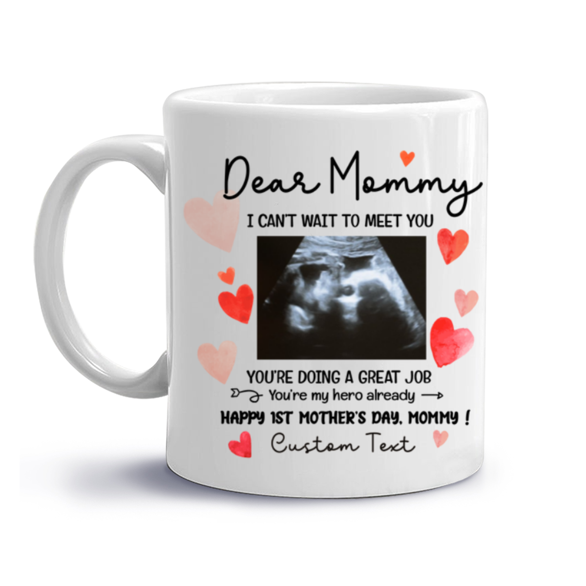 Mommy I Can t Wait To Meet You Mug, Mother s Day Gift For Mom To Be, Pregnancy Gift for New Mom, Happy 1st Mothers Day From The Bump