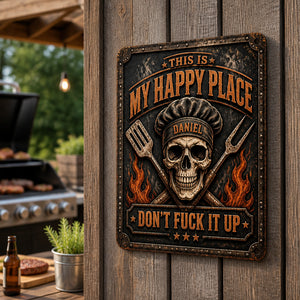 Grill Master Happy Place Metal Sign — Name Personalized - Personalized Metal Sign a006095b-34a9-41ba-a1c6-c976d455cdea.jpg