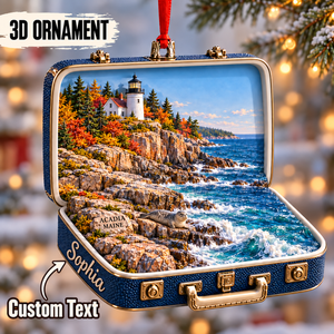 Personalized Acadia National Park 3D Suitcase Christmas Ornament – Maine Travel Souvenir & Gift for Nature Lovers a00ccdc9-b592-466a-b40c-5e3c6f27f941-Acadia-Maine-ornament-with-resting-harbor-seal.png