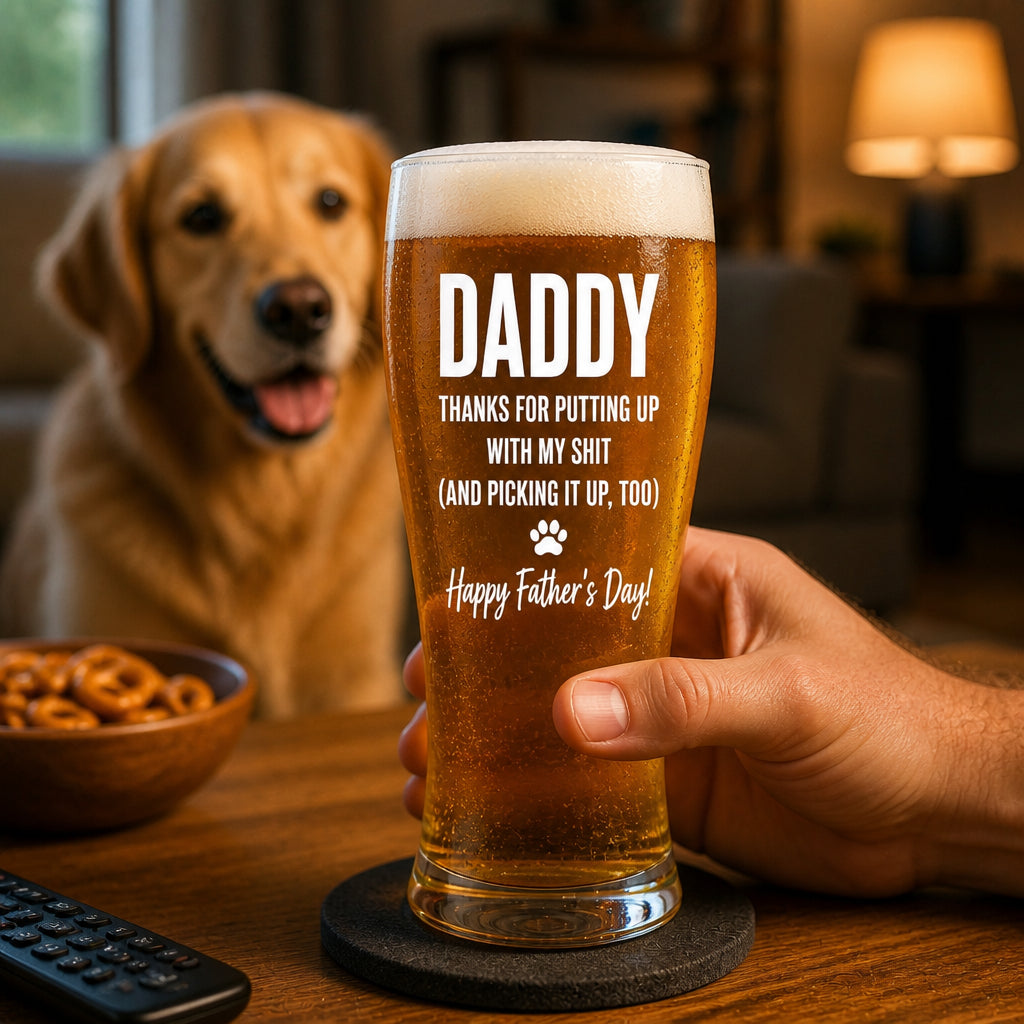Dog Dad Beer Glass – Funny Father’s Day + Pet Portrait (Front/Back) - Personalized Beer Glass a038428d-9a26-47b3-aebc-325a4855923d.jpg