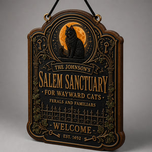 Salem Sanctuary Cat Sign – Personalized Family Name & Year - Personalized Wood Acrylic Sign a05326e2-15c1-4443-87ae-719f07b48d68.jpg
