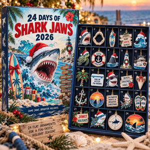 Shark Advent Calendar 2026, 24 Day Christmas Countdown, Shark Christmas Ornaments, Ocean Beach Holiday Gift, Shark Lover Coastal Decor a060d922-dd87-41eb-abc9-98ceaeadb41a-il_1588xN.8591019032_48uv.jpg