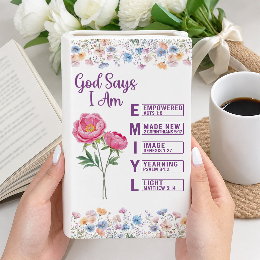 God Says I Am Custom Name- Personalized Ceramic Book Vase a0620932-5c9d-4927-b575-230cf57b6956-mk1-1-.jpg