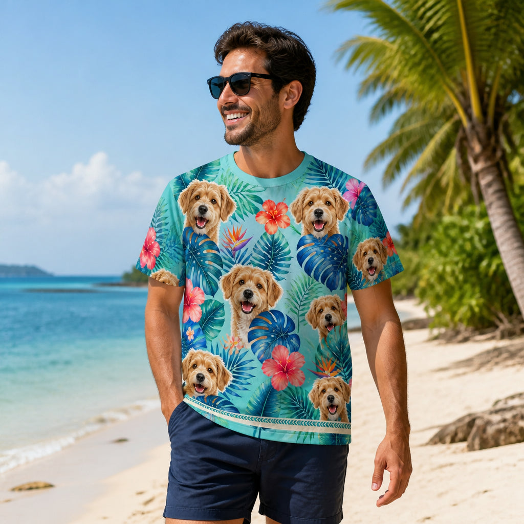 Custom Pet Photo Tropical AOP Tee - Personalized T-Shirt - All over printed a07c2433-434a-4da7-acb4-47d4a4077fb5.jpg