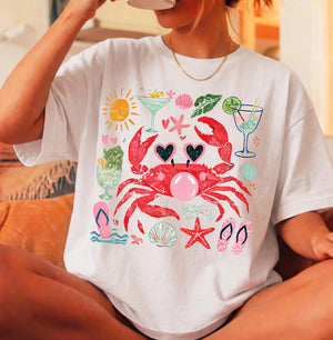 Comfort Colors Funny Crab Shirt, Crab Blowing Bubble Graphic Tee, Beach Vibes Nautical T-shirt, Summer Vacation Gift a093acf6-0bcc-46b6-9dc2-5718e98170b8-2.jpg