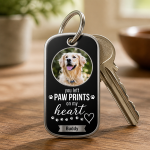 Pet Memorial Photo Keychain — You Left Paw Prints on My Heart - Personalized Color Printed Stainless Steel Keychain a0946b01-d06e-43f1-b2a6-b4b98384ec43.png