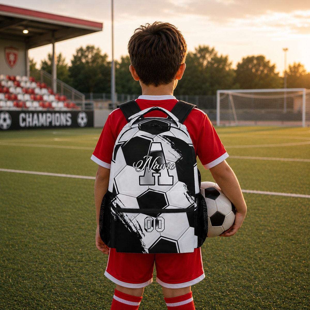 Backpack for Boys - Custom Name Kids Monogram Soccer Backpacks for Youth Soccer Player/School/Primary with Adjustable Straps