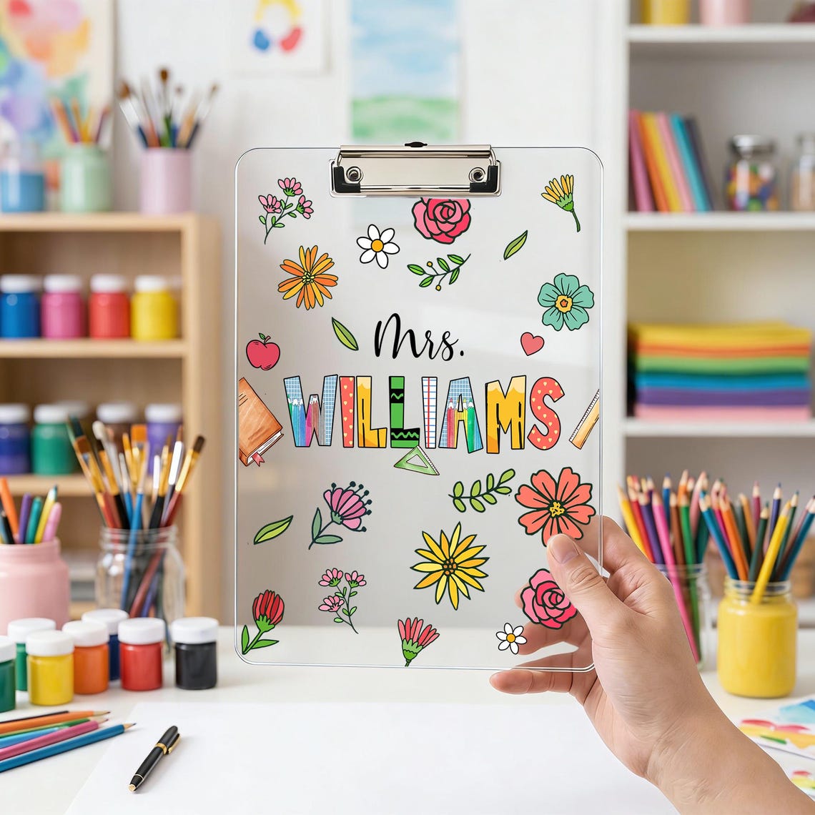 Custom Teacher Name Clipboard,Teacher Appreciation Gift,Personalized School Pencil Board,Classroom Decor,Back to School Gift from Students a0cde352-f63a-451b-929a-73a372354531-4.jpg