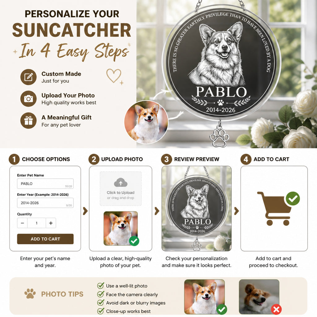 Custom Pet Memorial Stone – Engraved Portrait, Name & Years - Personalized 1 Layered Suncatcher with Charm a0db9ec6-6ce2-49fb-b555-7c10ef46b30d.jpg