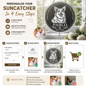 Custom Pet Memorial Stone – Engraved Portrait, Name & Years - Personalized 1 Layered Suncatcher with Charm a0db9ec6-6ce2-49fb-b555-7c10ef46b30d.jpg