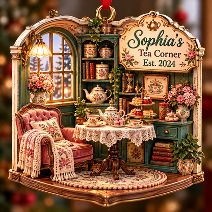 Personalized Tea Corner Christmas Ornament – Custom Name & Year, Tea Lover Gift for Her, Cozy Tea Room Ornament a0e60fa7-49c9-4ddc-961c-0da2450b942d-Sophia-s-Cozy-Tea-Corner-Ornament.png