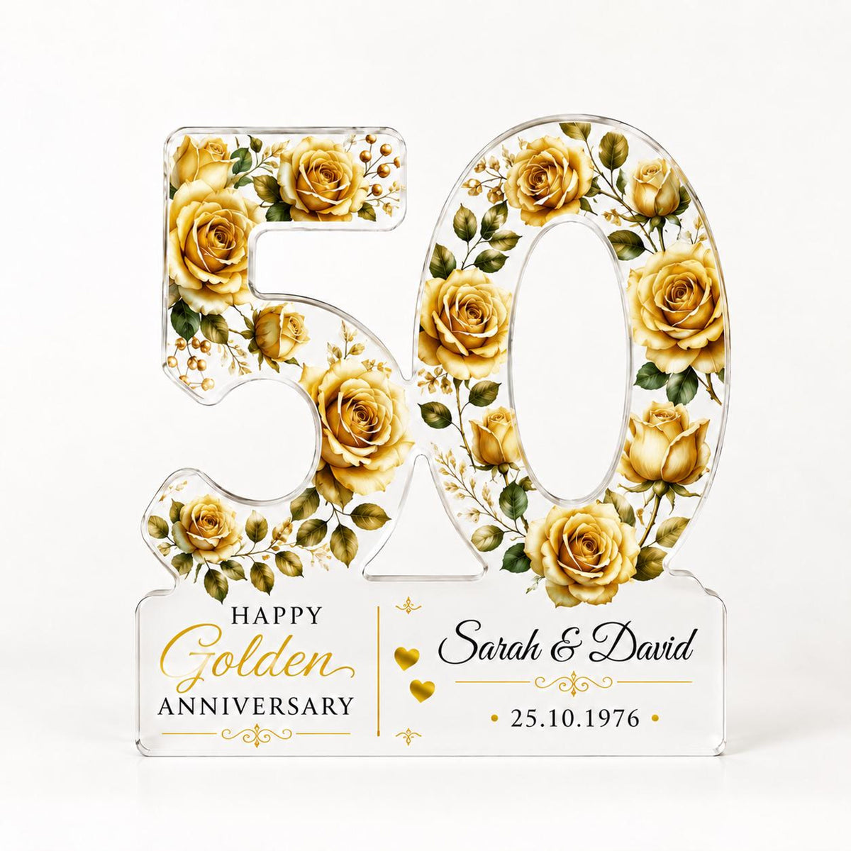 50th Anniversary Acrylic Block, Personalized Golden Wedding Gift With Gold Roses, Custom Couple Names and Date Keepsake a0ee7e6f-253e-4cf3-affb-694c4819c20f-6.jpg