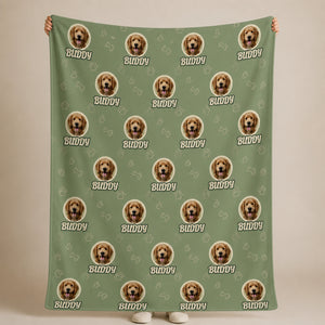 Custom Pet Face + Name Repeat Blanket (Circle Badge Bones Pattern) - Personalized Blanket a10b6bf6-7f63-440b-b1f8-ce9645b23905.jpg
