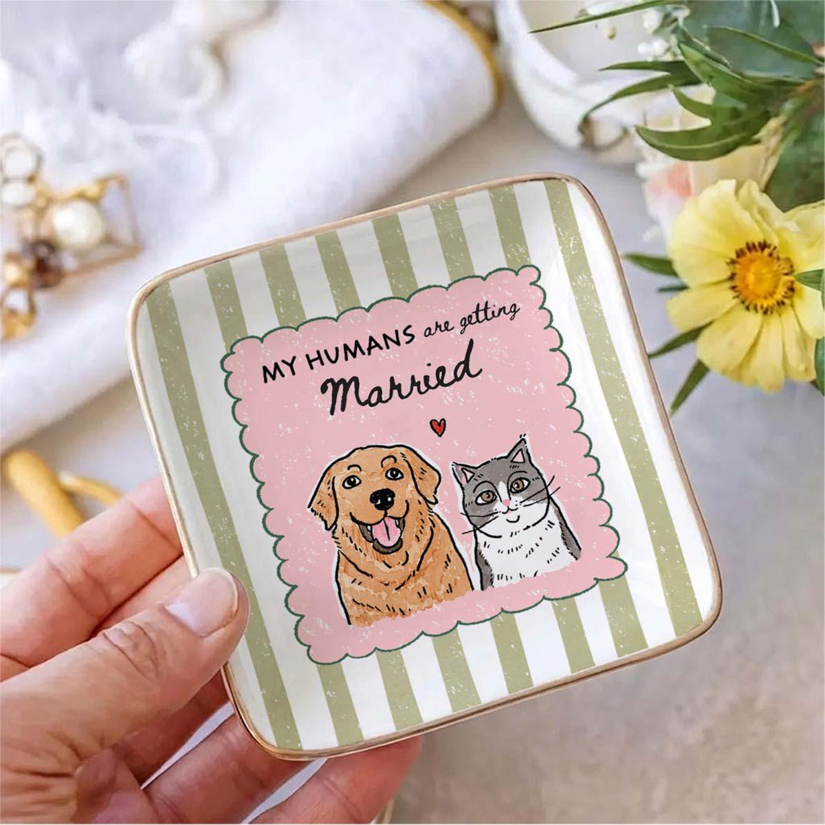 Custom Pet Ring Dish, My Humans Are Getting Married Jewelry Trinket Dish, Personalized Dog Portrait Ring Dish, Engagement Gift For Her a117c48b-52ba-4063-98ee-d559c6731f42-1.jpg