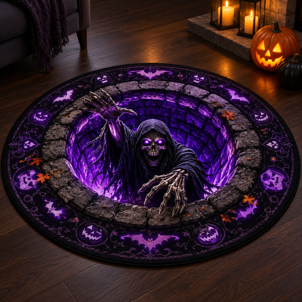3D Halloween Skeleton Round Rugs, Gothic Skull, Spooky Haunted Well Decor, Horror Floor Mat a13225f8-5359-414e-a35d-901e7b128e79-baff49f5-030b-4c92-addb-ef9c12209ce5.png