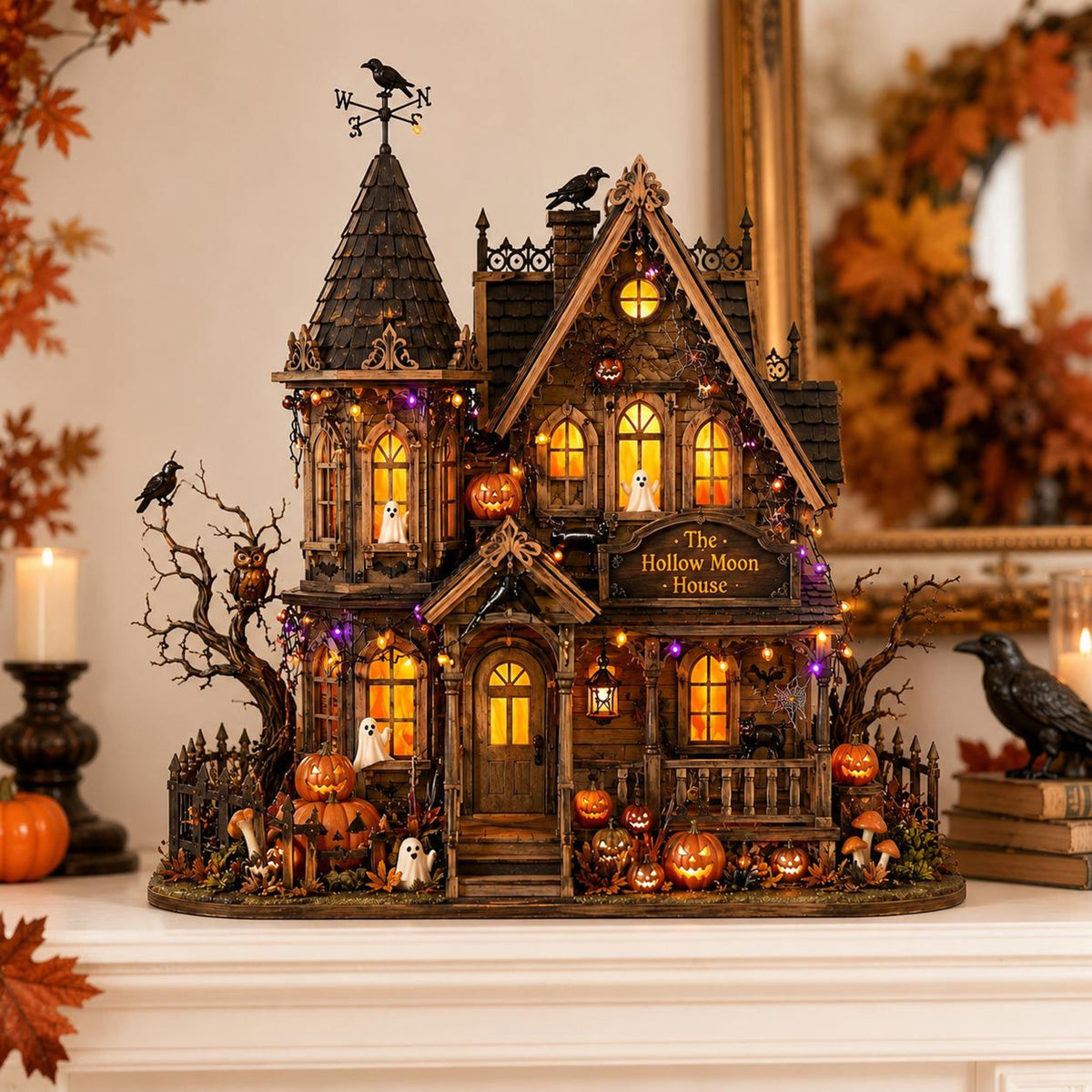 Personalized Halloween Haunted House Wooden Block, Gothic Spooky House Decor, Tabletop Sign, Fall Shelf Decoration a1405b5e-be87-4084-84df-0c5afacb2e9d-1.jpg