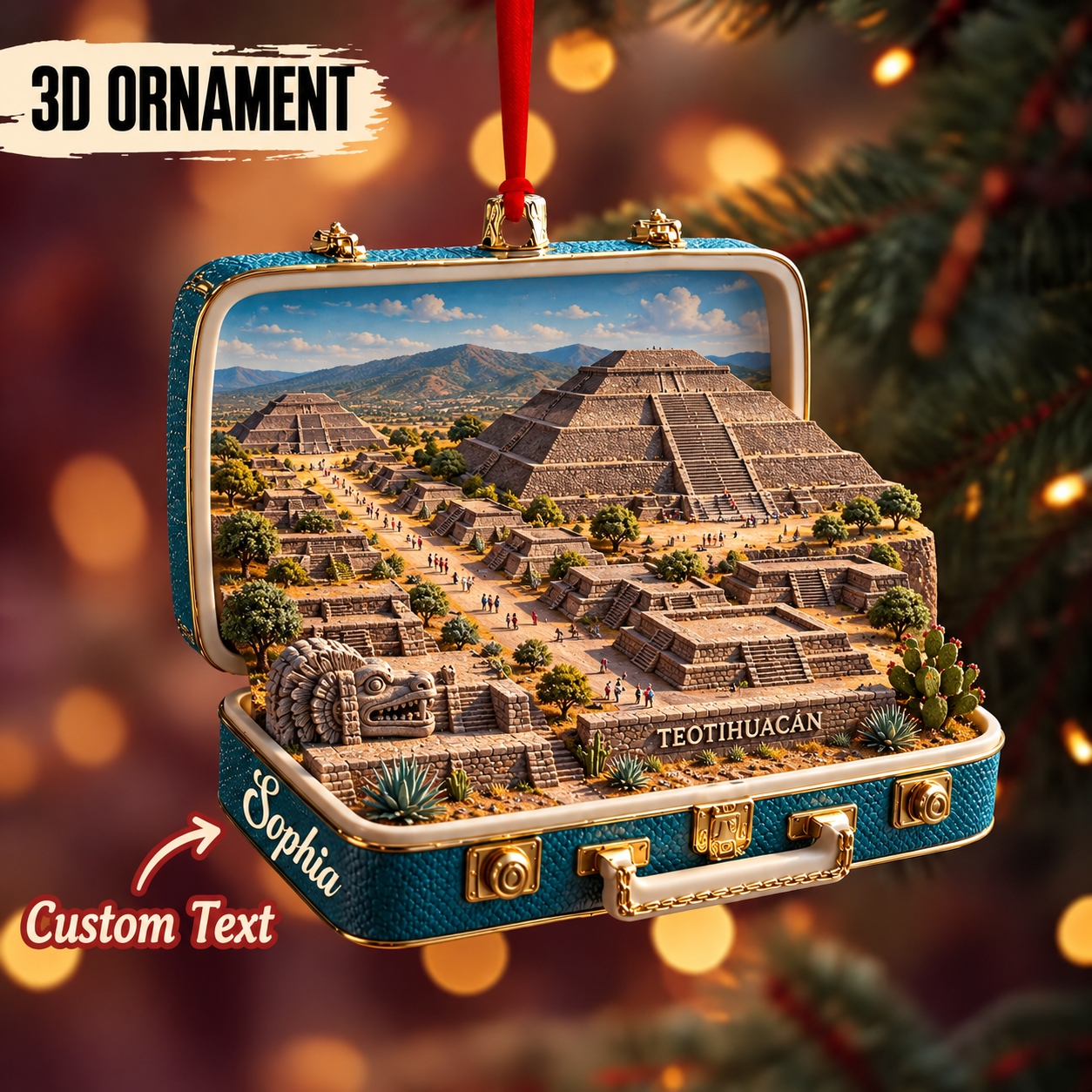 Personalized 3D Teotihuacan Suitcase Christmas Ornament – Mexico Travel Souvenir & Gift for Mexico Lovers a1543271-3007-49d8-be8d-b013b52f695e-Teotihuac-n-in-a-Turquoise-Suitcase.png