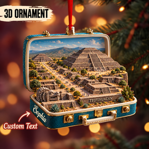 Personalized 3D Teotihuacan Suitcase Christmas Ornament – Mexico Travel Souvenir & Gift for Mexico Lovers a1543271-3007-49d8-be8d-b013b52f695e-Teotihuac-n-in-a-Turquoise-Suitcase.png