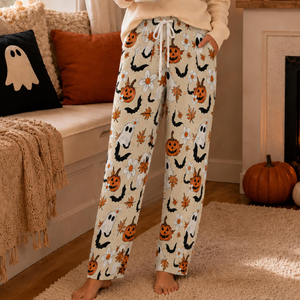 Ghost Pumpkin Halloween Pajama Pants, Women's Wide Leg Pajama Pants, Cute Spooky Lounge Pants, Fall Sleepwear, Halloween Gift for Her a1735cb3-7b9f-4534-922e-e3391fa74597-5.png