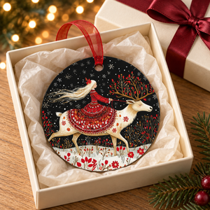 Whimsical Winter Deer & Maiden Metal Ornament, Folklore-Inspired Scandinavian Christmas Decoration, Nordic Red and White Yule Keepsake Gift a1783142-df1b-4a91-8562-ab953f69a785-banner-3.png