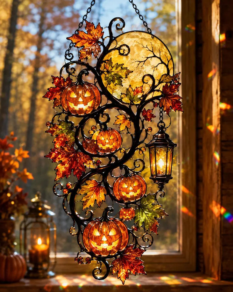 Halloween Pumpkin Acrylic Suncatcher, Faux Stained Glass Pumpkin Window Hanging, Autumn Window Decor, Moon Pumpkin SunCatcher,Halloween Gift a19a6d15-22b0-49fa-a8cc-147c304e3a66-nb-3-.webp