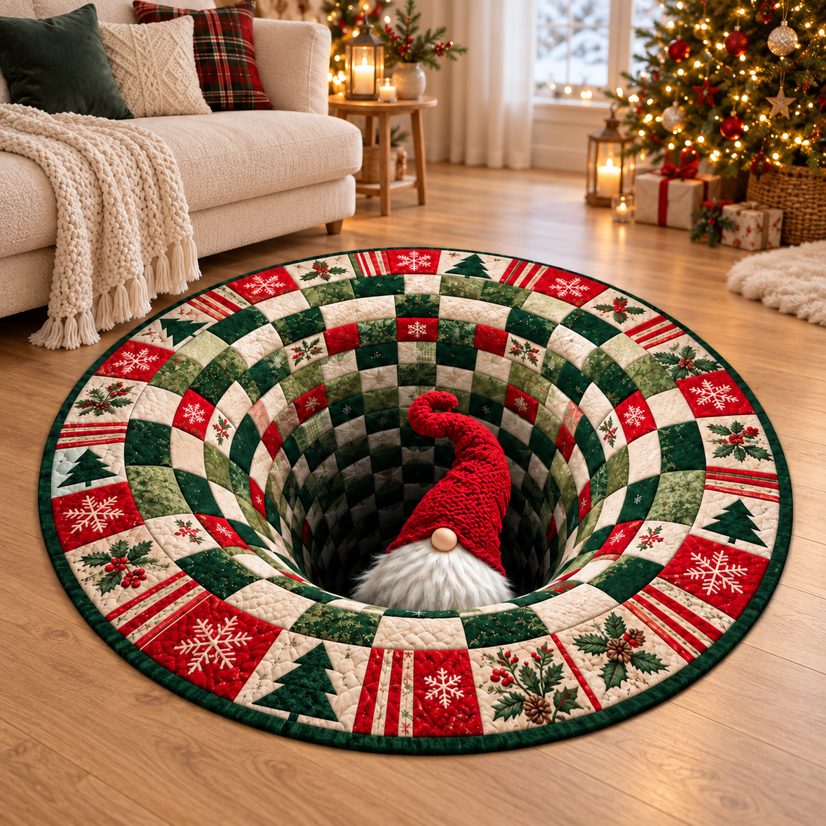 Christmas Gnome 3D Illusion Round Rug, Festive Patchwork Optical Illusion Carpet, Red Green Holiday Area Rug, Winter Home Decor a1ab4489-9f65-4332-a2a0-59c51206dc48-Th-m-Noel-o-gi-c-v-i-ch-l-n.png