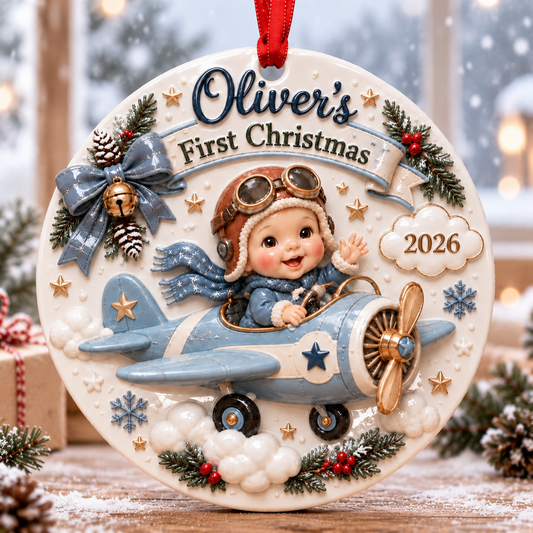 Personalized Baby's First Christmas Airplane 3D Ceramic Ornament, Custom Holiday Keepsake - Gift For Baby, Memorial Gift For New Mom a1bf4152-f673-4aba-9732-dbacd1e67b38-ms1.png