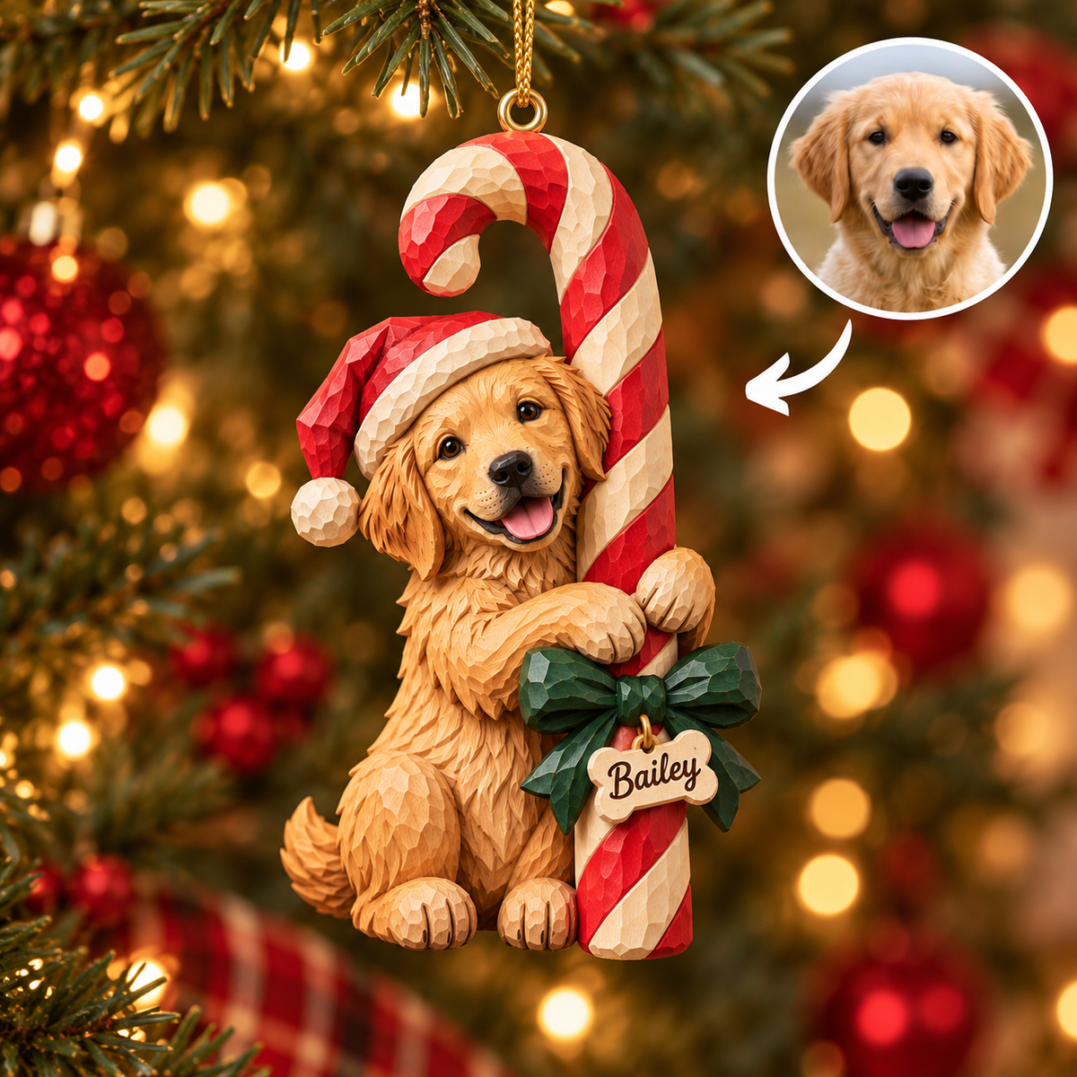 Personalized Dog Christmas Ornament – Custom Pet Photo & Name, 3D Relief Candy Cane Ornament, Christmas Gift for Dog Lovers a1c2943e-f486-41c8-8dda-b2209d956f51-Bailey-s-Candy-Cane-Puppy-Ornament-1-.png