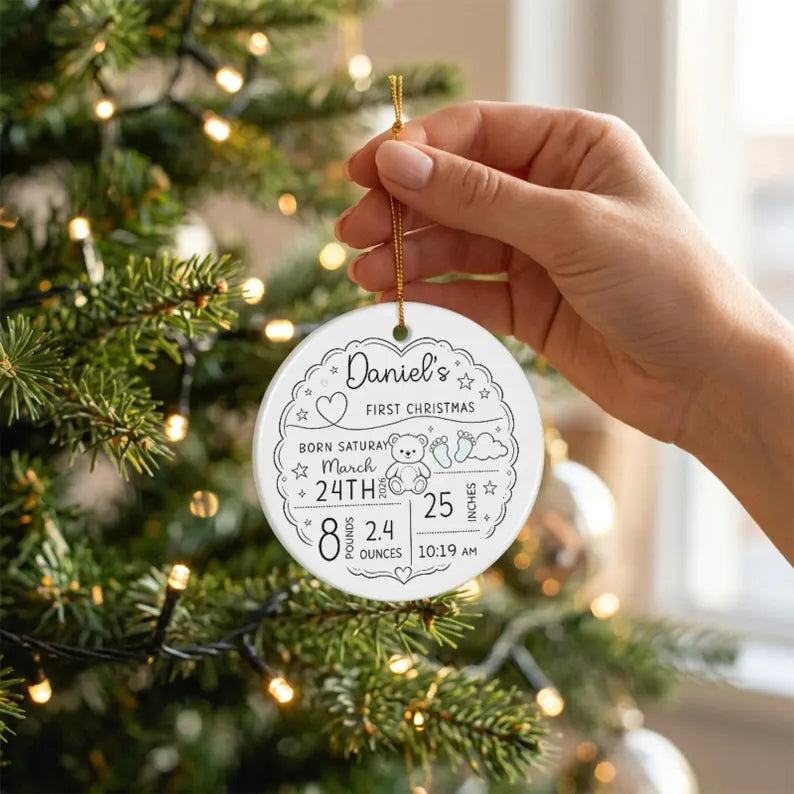 Custom Baby Birth Stats Ceramic Ornament, First Christmas Keepsake, Newborn Name Date Weight Length a2052889-b8d5-4d4c-90eb-31b739a5fb8e-fgh-8-.webp