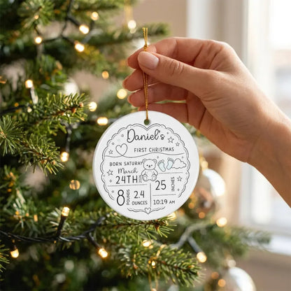Custom Baby Birth Stats Ceramic Ornament, First Christmas Keepsake, Newborn Name Date Weight Length a2052889-b8d5-4d4c-90eb-31b739a5fb8e-fgh-8-.webp