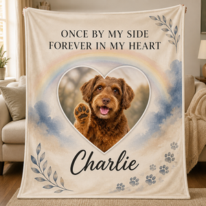 Pet Memorial Photo Blanket – Once By My Side, Forever In My Heart - Personalized Blanket a20ca4de-0195-4772-b51d-b71780621895.png