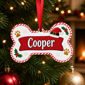 Personalized Dog Bone Christmas Ornament – Santa Hat & Paw Prints - Personalized Shape Ornament a21c9226-f4e1-4d9e-9868-aa81ae3b0df9.jpg