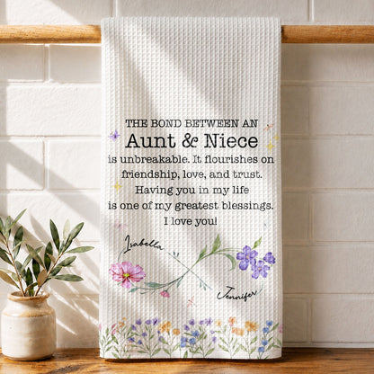 The Bond Between An Aunt & Niece, Personalized Kitchen Towel, Gift For Aunt a21e0559-eceb-4136-87e2-9cff70f314ba-banenr-1.jpg